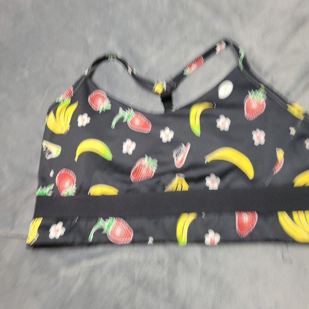 Nike Sports Bra Womens Large Black Banana Strawberry Racerback Pullover Padded
